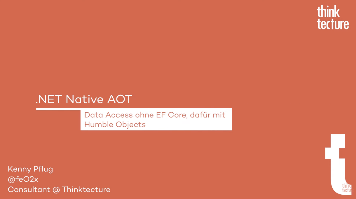 .NET Native AOT Data Access without EF Core Video on YouTube